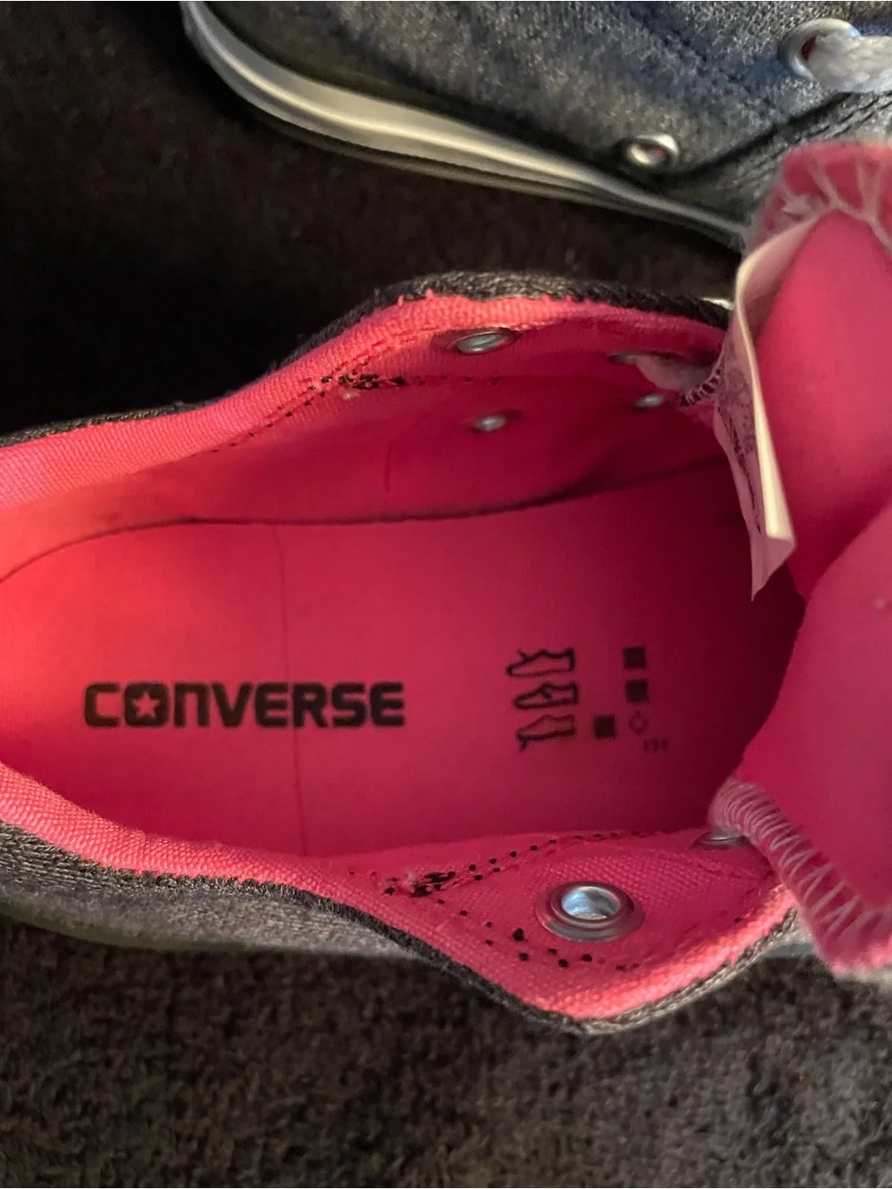 Converse All Star Kids Low Top Sneakers - Charcoal with Pink